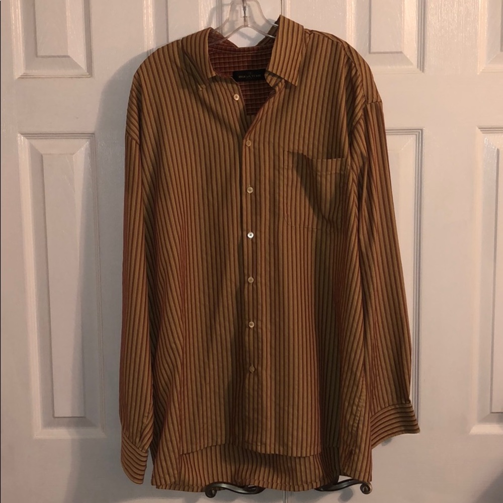 Bugatchi Button Down mustard/gold and red